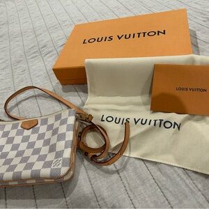 Louis Vuitton Cream and Tan Checkered Clutch